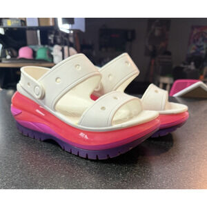 Croc Mega Crush Platform Sandal Women's Size 9 White Purple Pink Orange